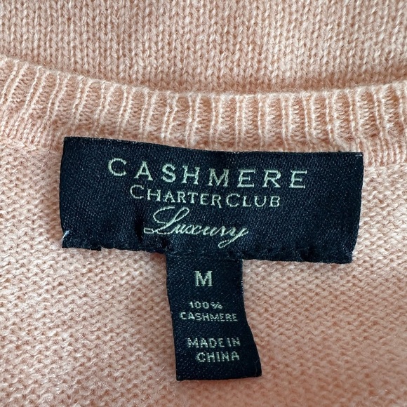 Charter Club Luxury Womens Soft & Cozy 100% Cashmere Size Medium Peach - Picture 3 of 3